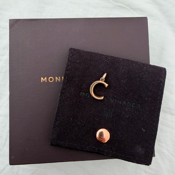 MONICA VINADER Rose Gold Vermeil C Initial Pendant - Picture 2 of 4